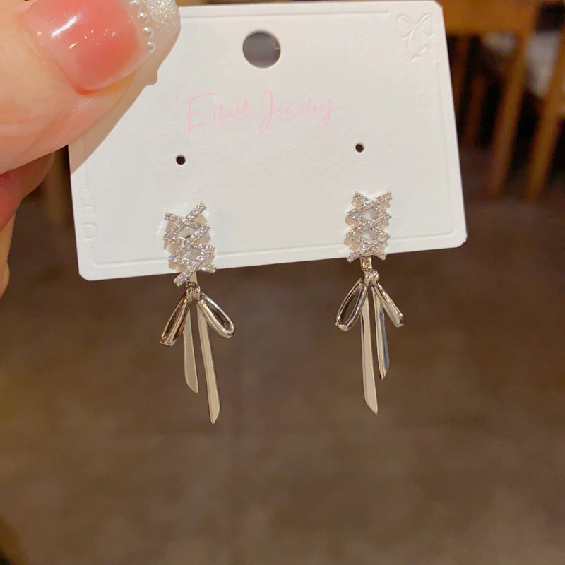 14K Gold-Plated Luxury Zircon Cross-Style Earrings