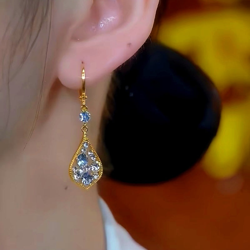 14K Gold-Plated Luxury Zircon Leaf Earrings