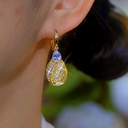 14K Gold-Plated Luxury Zircon Mesh Drop Earrings
