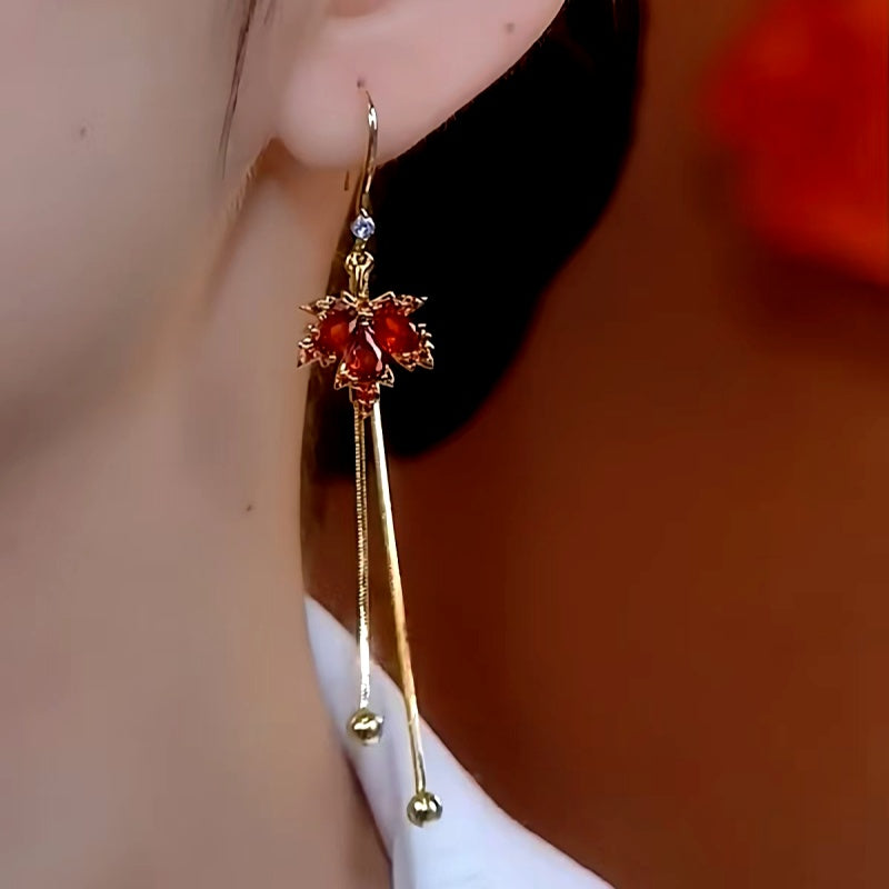 14K Gold-Plated Maple Leaf Ear Hook Earrings