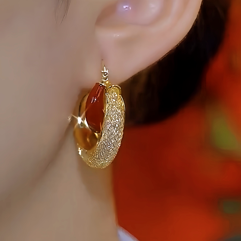 14K Gold-Plated Mesh Crystal Earrings