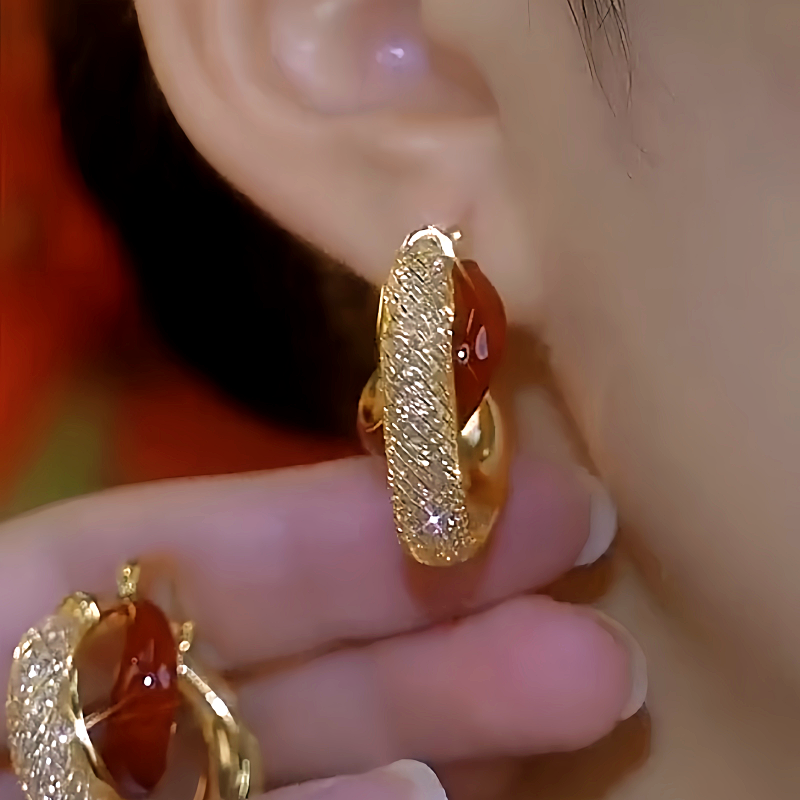 14K Gold-Plated Mesh Crystal Earrings