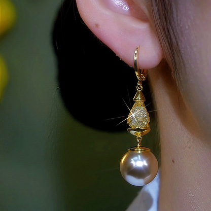 14K Gold-Plated Mesh Pearl Earrings