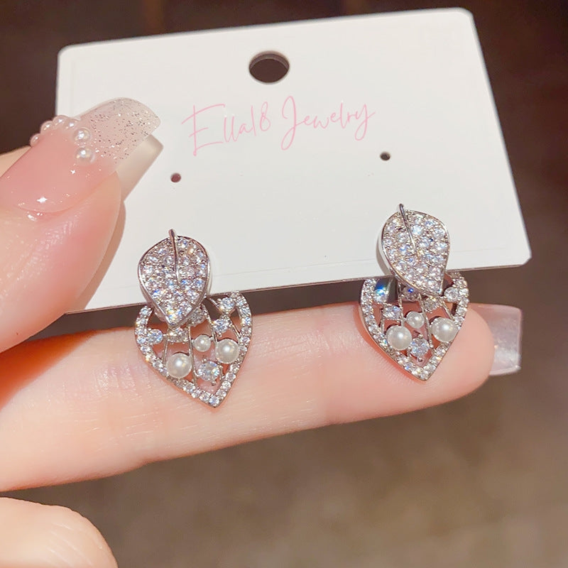 14K Gold-Plated Micro-Paved Leaf Earrings