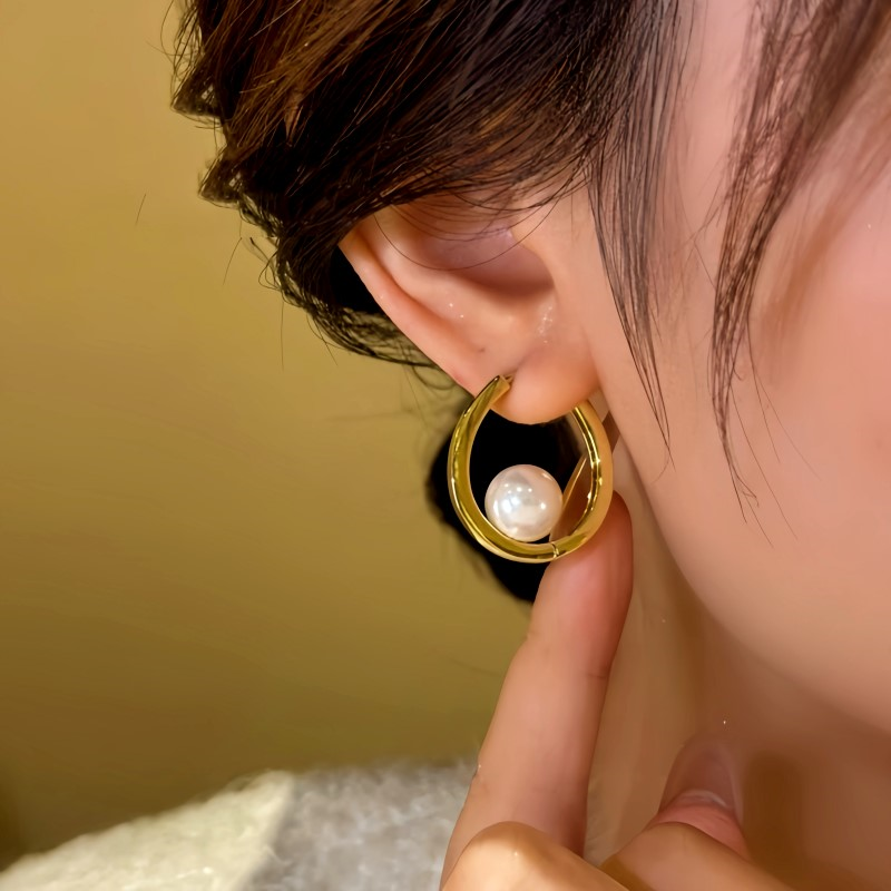 14K Gold-Plated Moon Bead Earrings