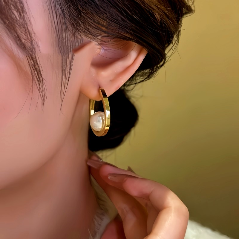 14K Gold-Plated Moon Bead Earrings