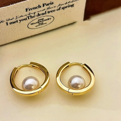 14K Gold-Plated Moon Bead Earrings