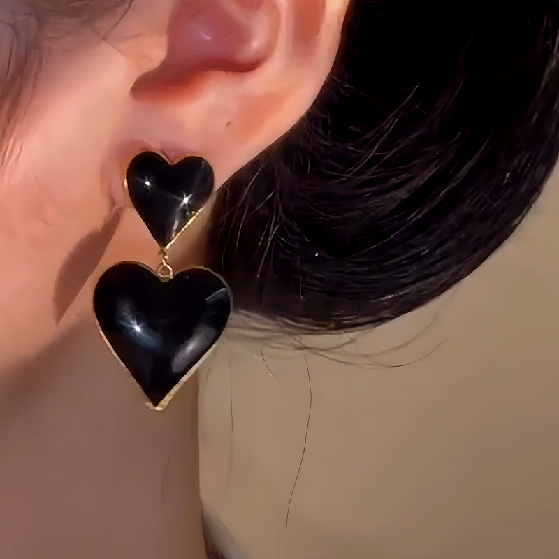 14K Gold-Plated Oil Drop Double-Heart Earrings