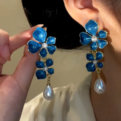 14K Gold-Plated Oil Drop Flower Earrings
