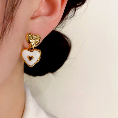 14K Gold-Plated Oil Drop Heart Earrings