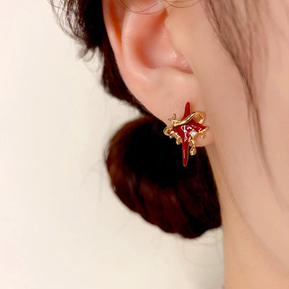 14K Gold-Plated Oil Drop Star Stud Earrings