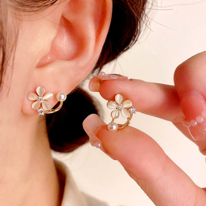 14K Gold-Plated Opal Flower Studs