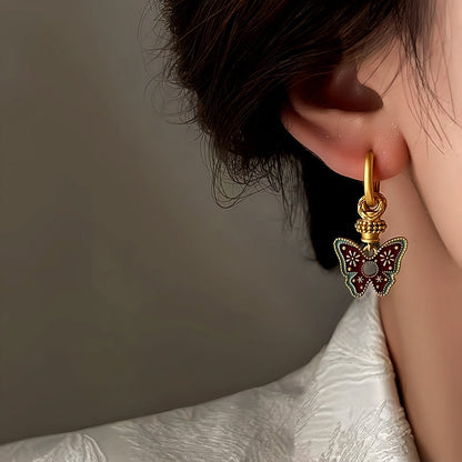 14K Gold-Plated Painted Contrasting Butterfly Earrings