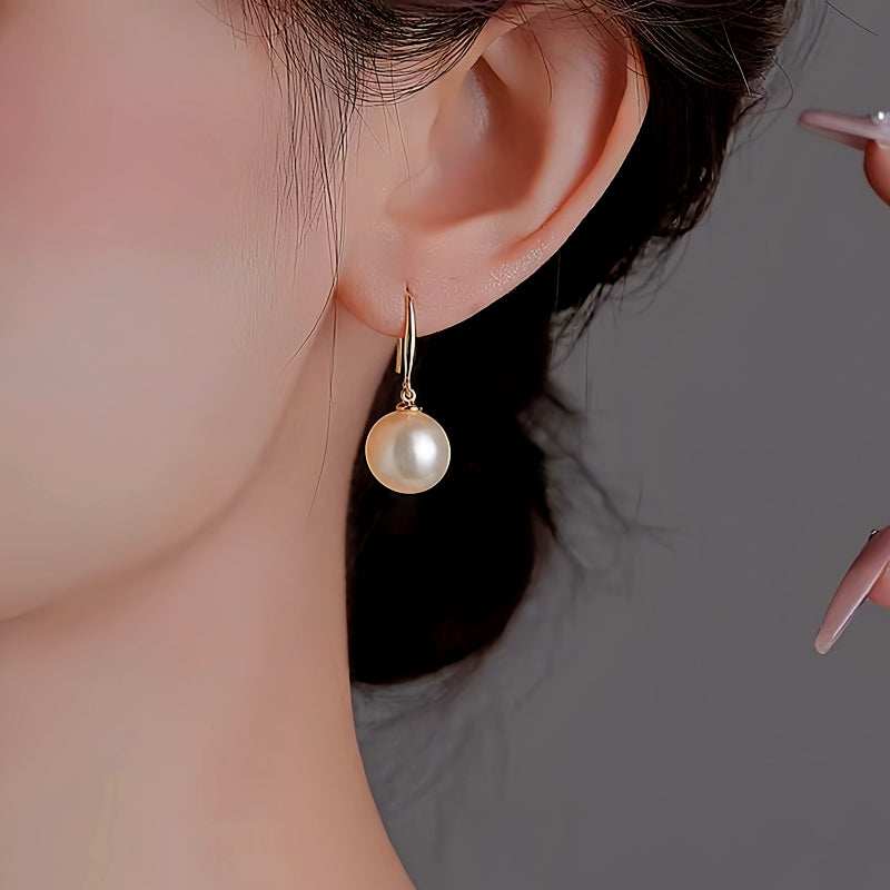 14K Gold-Plated Pearl Pendant Earrings