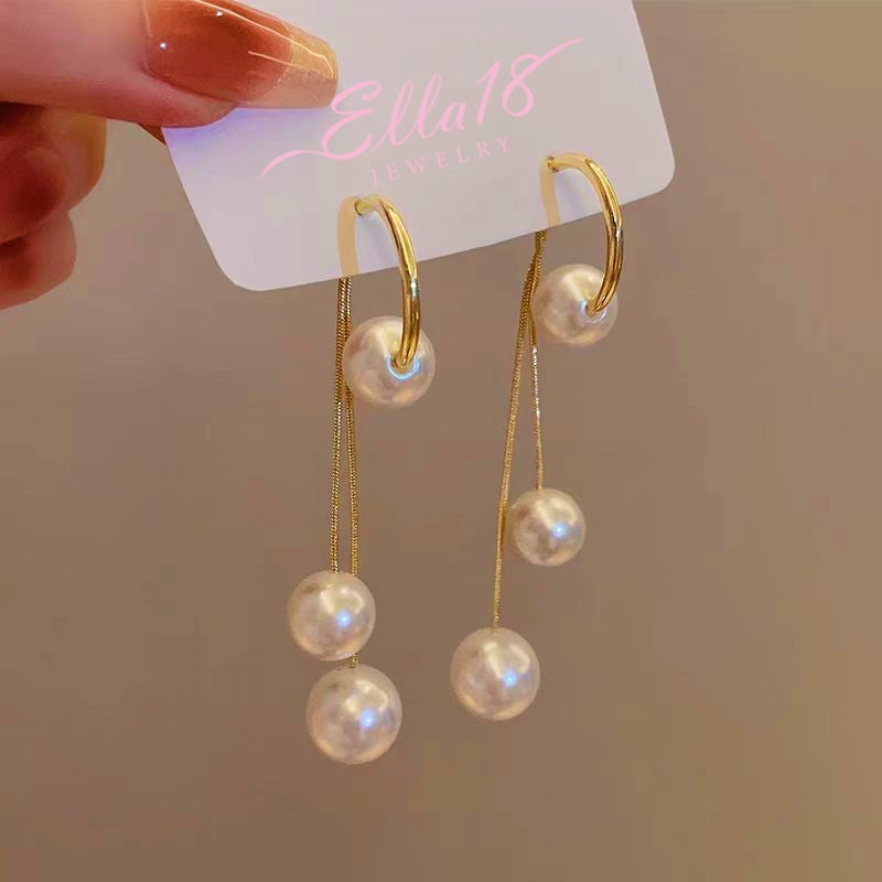 14K Gold-Plated Pearl Tassel Earrings
