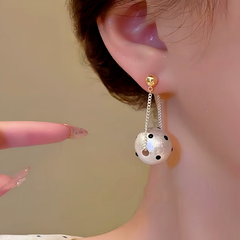 14K Gold-Plated Polka Dot Pearl Tassel Earrings