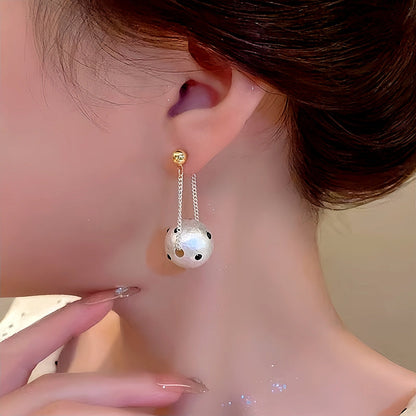 14K Gold-Plated Polka Dot Pearl Tassel Earrings