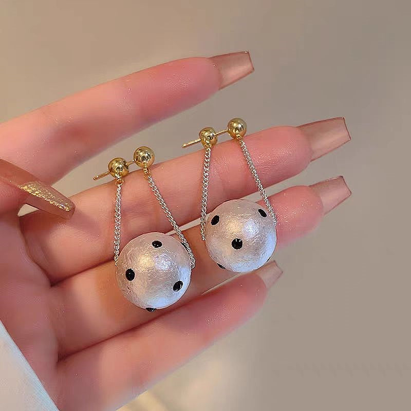 14K Gold-Plated Polka Dot Pearl Tassel Earrings