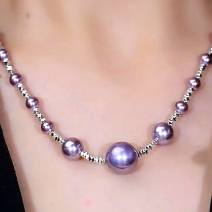14K Gold-Plated Purple Broken Silver Purple Pearl Necklace