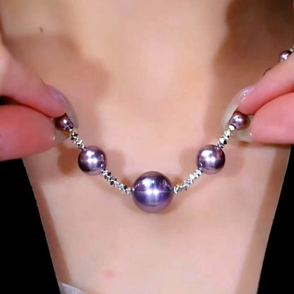 14K Gold-Plated Purple Broken Silver Purple Pearl Necklace