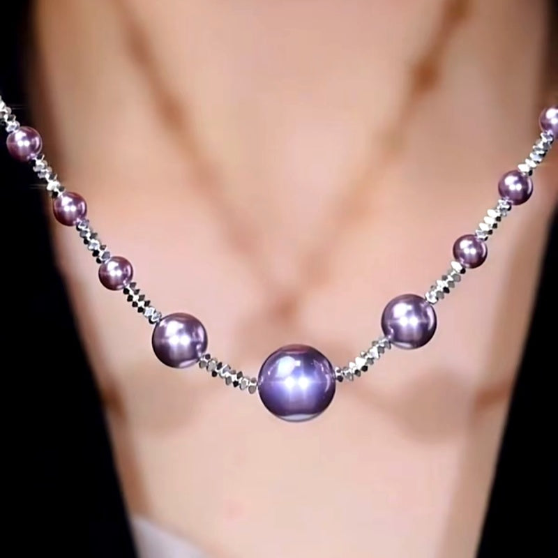 14K Gold-Plated Purple Broken Silver Purple Pearl Necklace