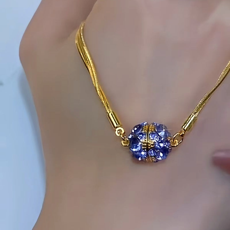14K Gold-Plated Purple Diamond Magnetic Necklaces
