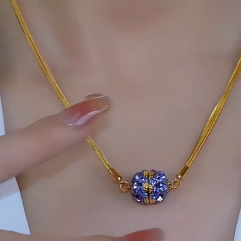 14K Gold-Plated Purple Diamond Magnetic Necklaces