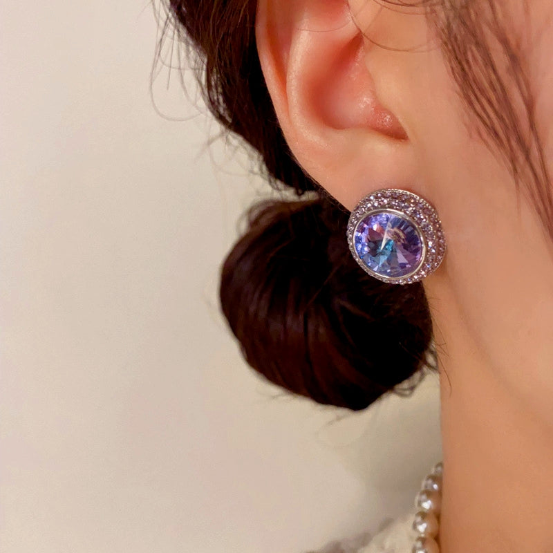 14K Gold-Plated Purple Zircon Stud Earrings