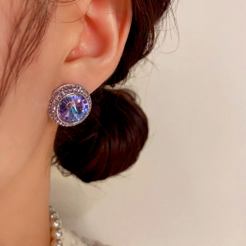 14K Gold-Plated Purple Zircon Stud Earrings