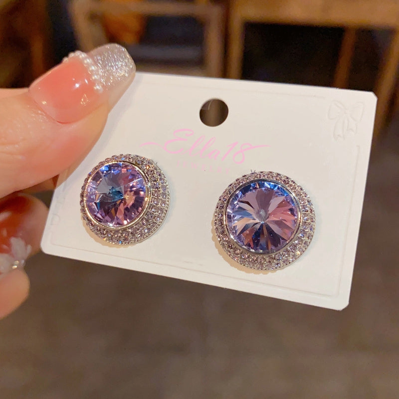 14K Gold-Plated Purple Zircon Stud Earrings