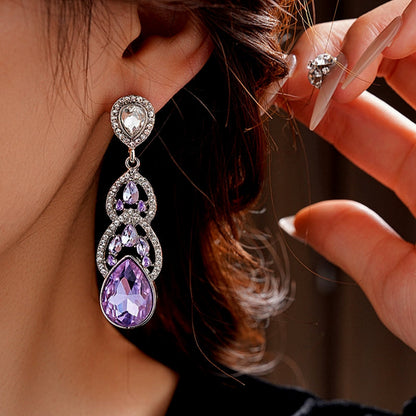 14K Gold-Plated Purple Zircon Water Drop Earrings