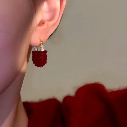 14K Gold-Plated Red Crystal Earrings