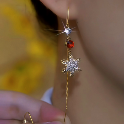 14K Gold-Plated Diamond Snowflake Threader Earrings