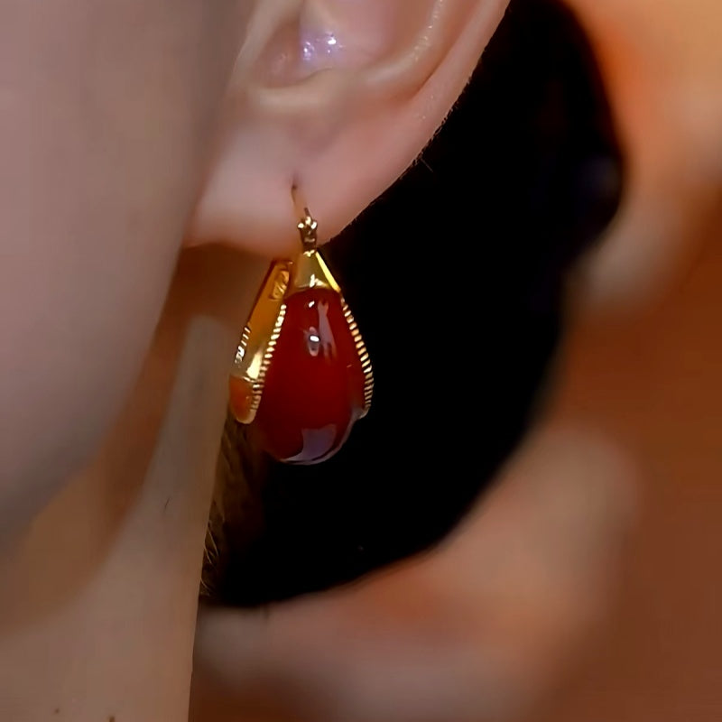 14K Gold-Plated Red Gourd Earrings