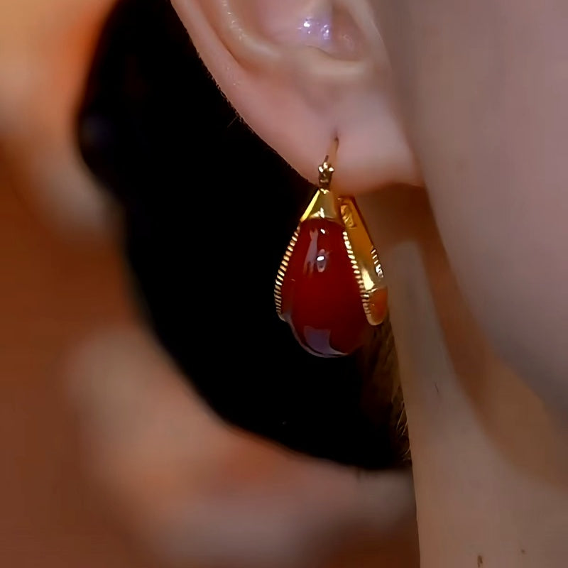 14K Gold-Plated Red Gourd Earrings