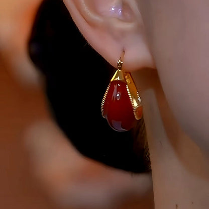 14K Gold-Plated Red Gourd Earrings