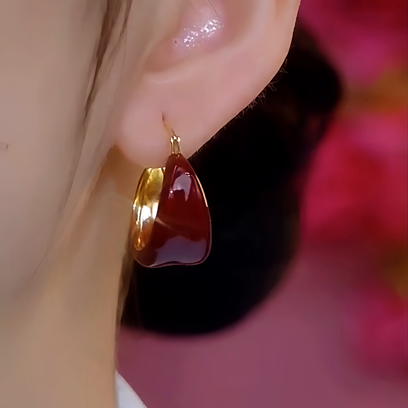14K Gold-Plated Red Oil Drop Earrings
