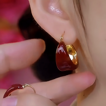14K Gold-Plated Red Oil Drop Earrings