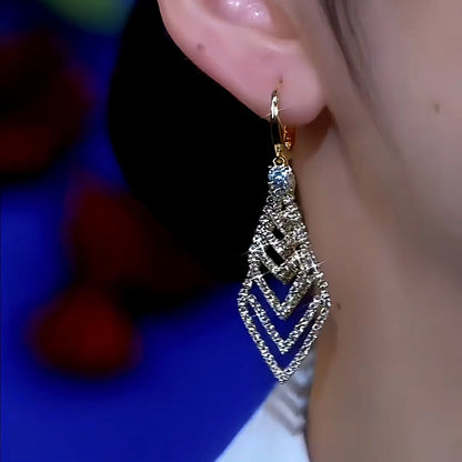 14K Gold-Plated Rhinestone Geometric Earrings