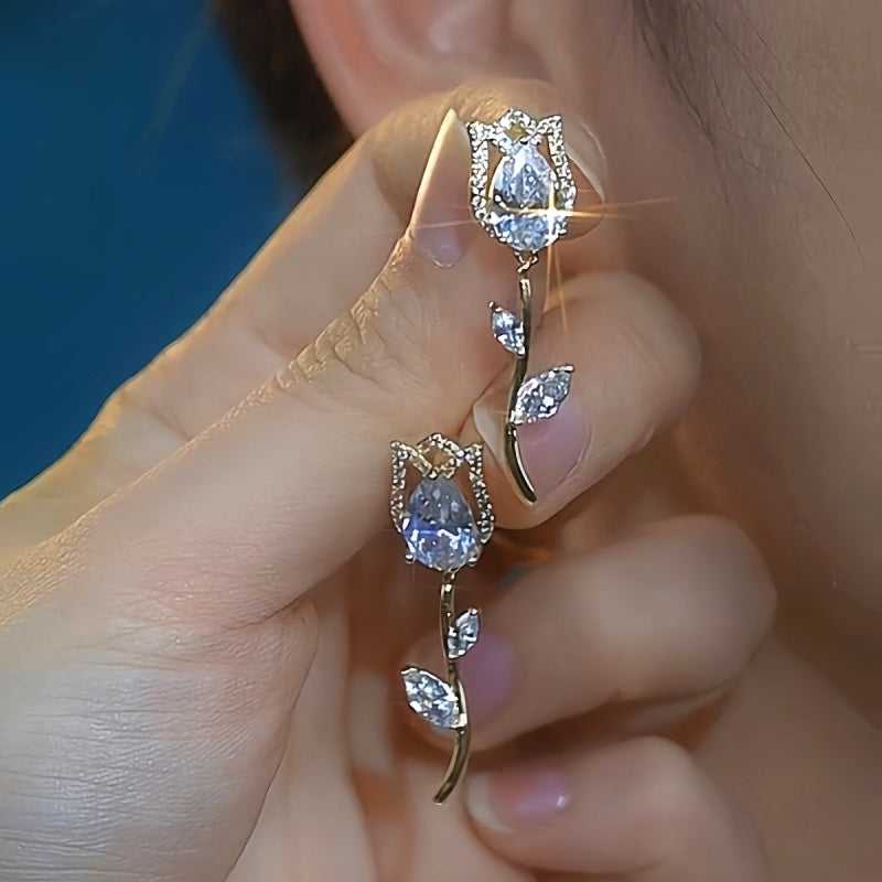 14K Gold-Plated Rose Earrings