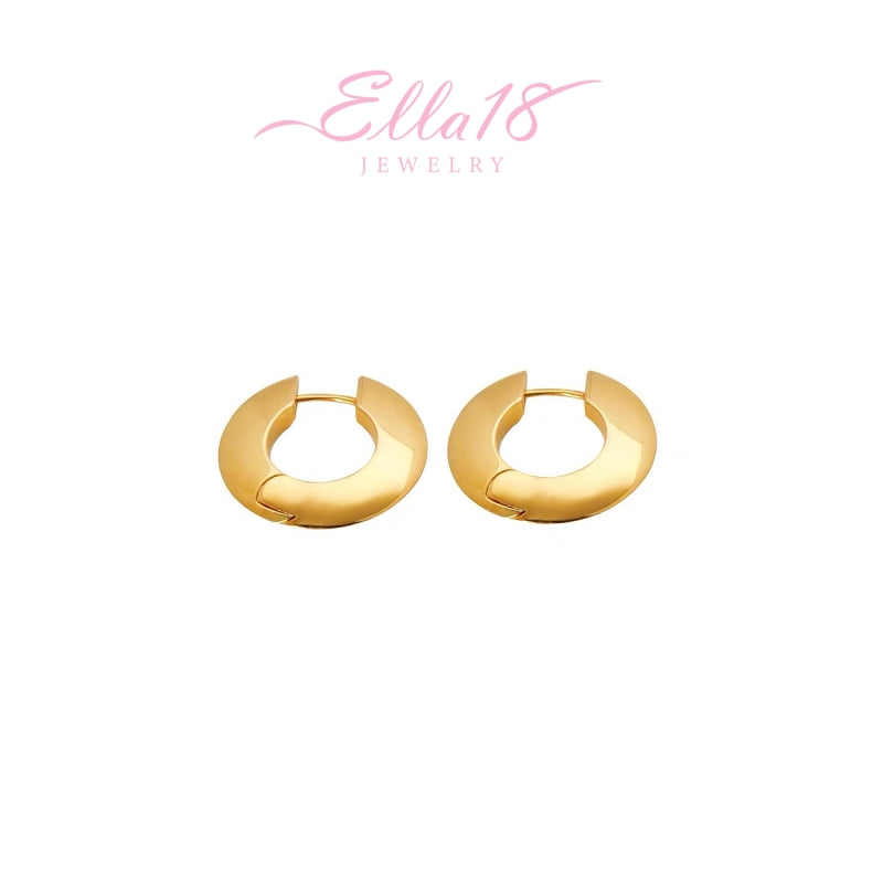14K Gold-Plated Smooth Flat Hoop Earrings