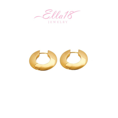 14K Gold-Plated Smooth Flat Hoop Earrings
