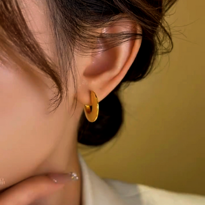 14K Gold-Plated Smooth Flat Hoop Earrings