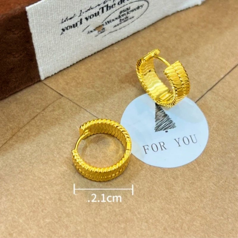 14K Gold-Plated Snake Bone Pattern Little Hoop Earrings
