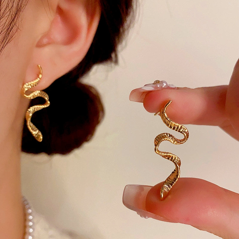 14K Gold-Plated Snake Earrings