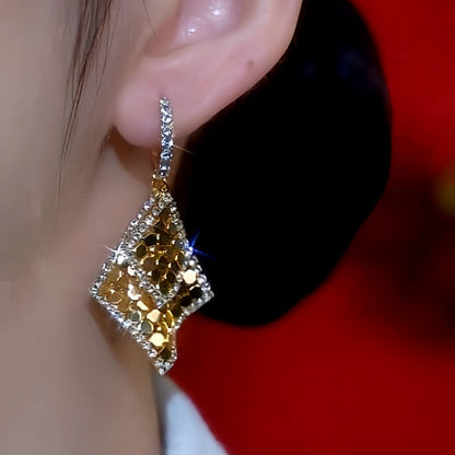 14K Gold-Plated Square Geometric Sequin Earrings