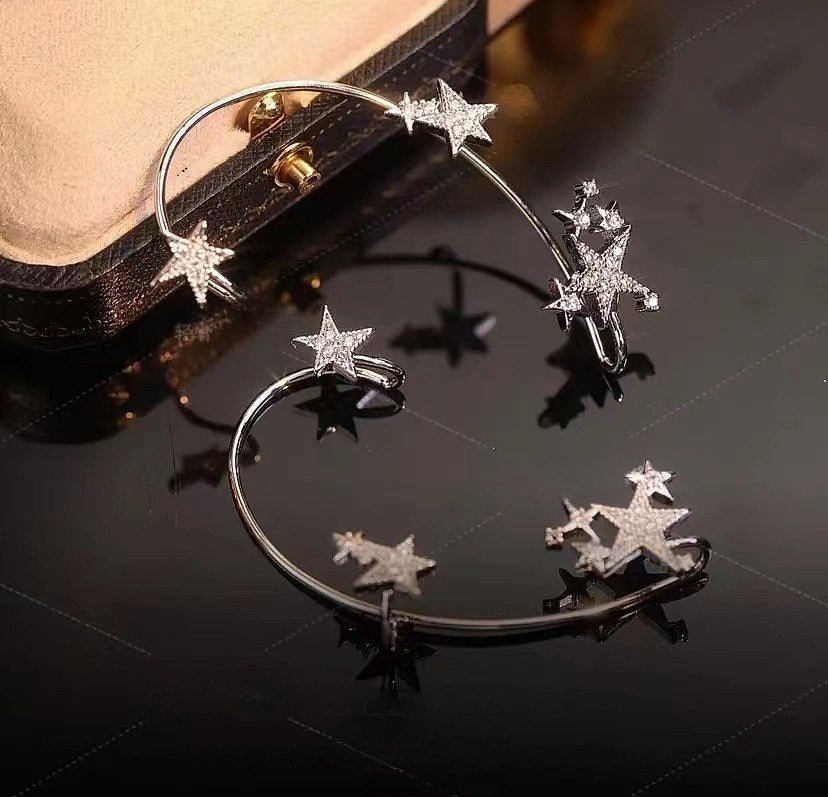 14K Gold-Plated Star Ear Cuffs ( 1 Pair )