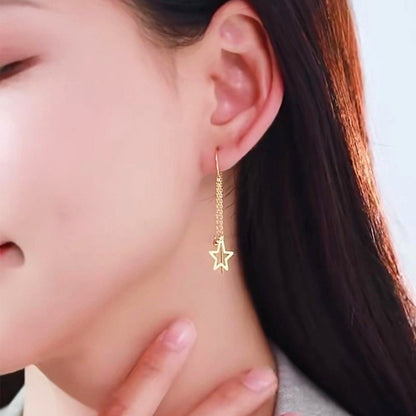 14K Gold-Plated Star Tassel Threader Earrings