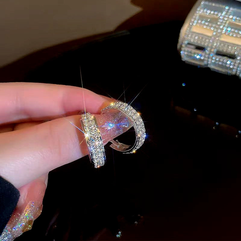 14K Gold-Plated Super-Shiny Rhinestone Hoop Earrings