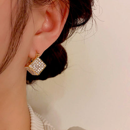 14K Gold-Plated Three-Dimensional Square Earrings